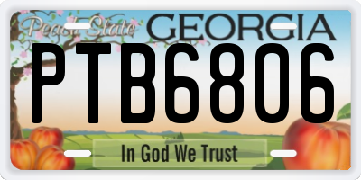 GA license plate PTB6806