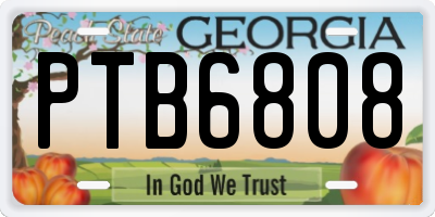 GA license plate PTB6808