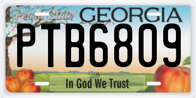 GA license plate PTB6809