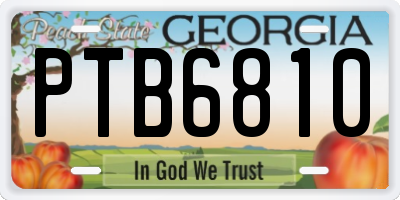 GA license plate PTB6810