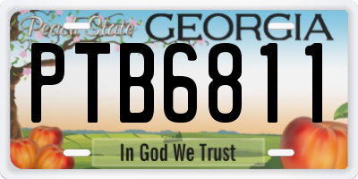 GA license plate PTB6811