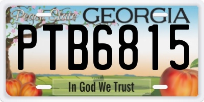 GA license plate PTB6815