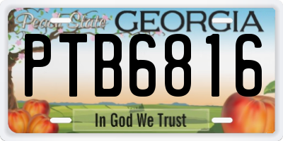 GA license plate PTB6816