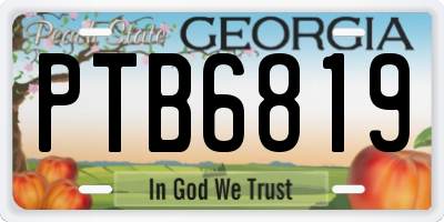 GA license plate PTB6819