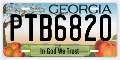 GA license plate PTB6820
