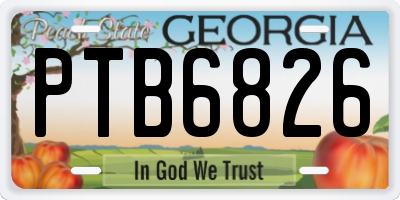 GA license plate PTB6826