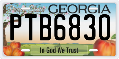 GA license plate PTB6830