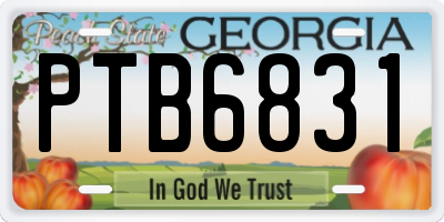 GA license plate PTB6831