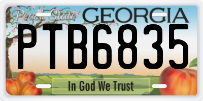GA license plate PTB6835