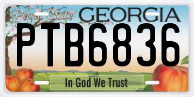 GA license plate PTB6836