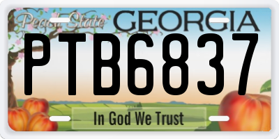 GA license plate PTB6837