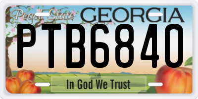 GA license plate PTB6840