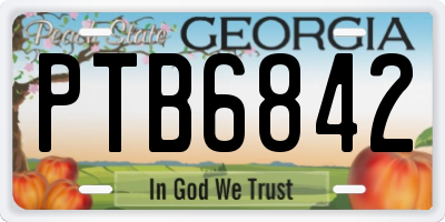 GA license plate PTB6842