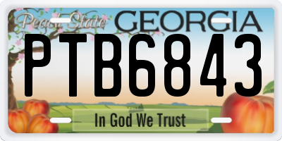 GA license plate PTB6843