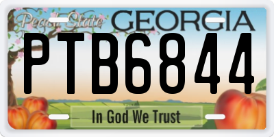 GA license plate PTB6844