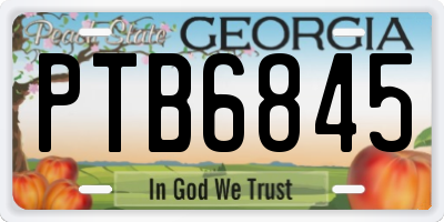 GA license plate PTB6845