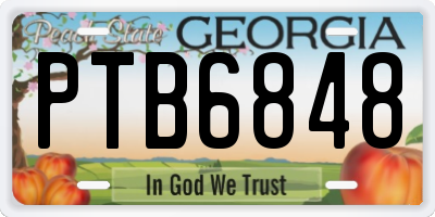 GA license plate PTB6848