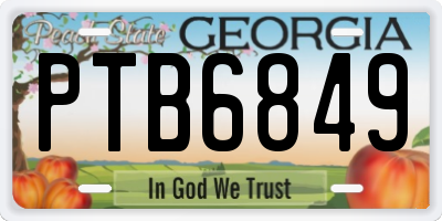 GA license plate PTB6849