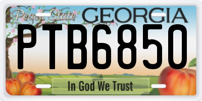 GA license plate PTB6850