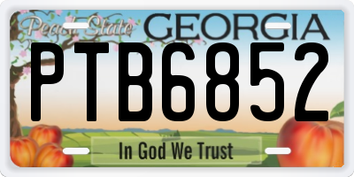 GA license plate PTB6852