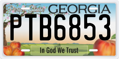 GA license plate PTB6853