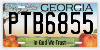 GA license plate PTB6855