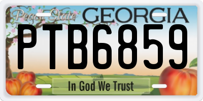GA license plate PTB6859
