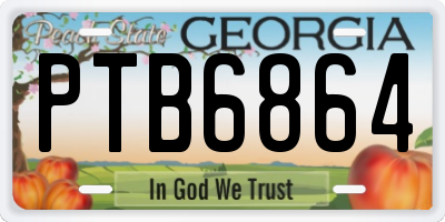 GA license plate PTB6864