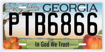 GA license plate PTB6866