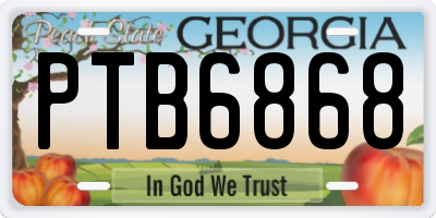 GA license plate PTB6868