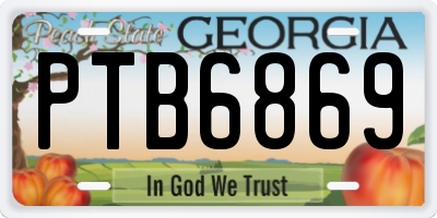GA license plate PTB6869