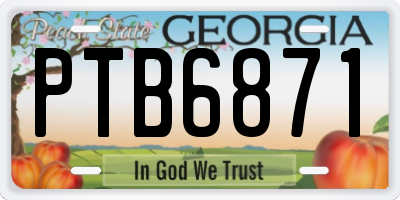GA license plate PTB6871