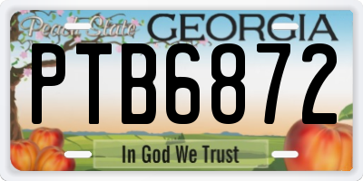 GA license plate PTB6872