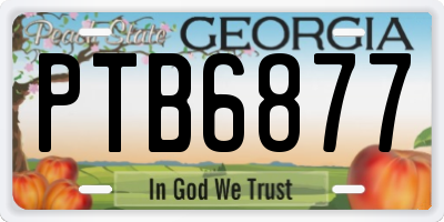GA license plate PTB6877