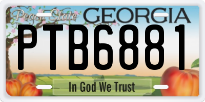 GA license plate PTB6881