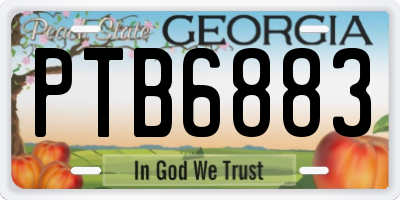 GA license plate PTB6883
