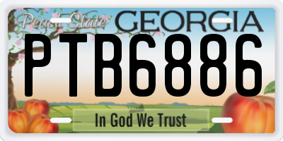 GA license plate PTB6886