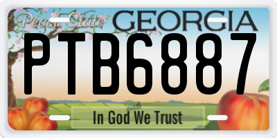 GA license plate PTB6887