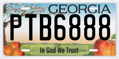 GA license plate PTB6888