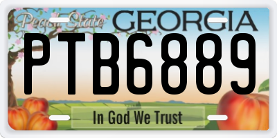 GA license plate PTB6889