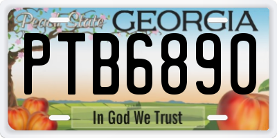 GA license plate PTB6890