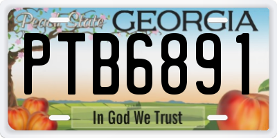 GA license plate PTB6891