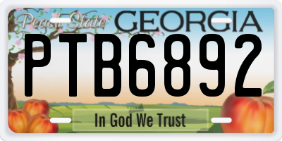 GA license plate PTB6892