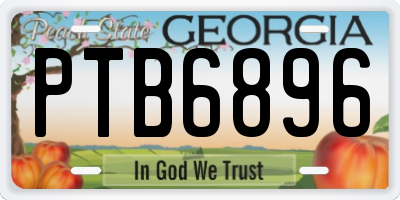 GA license plate PTB6896