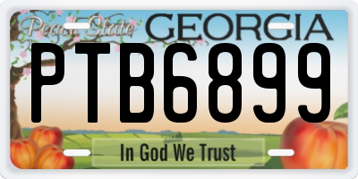 GA license plate PTB6899