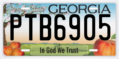 GA license plate PTB6905