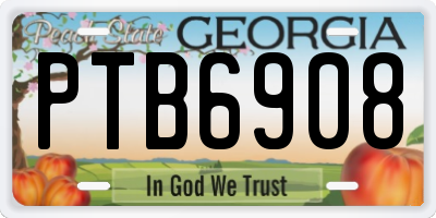 GA license plate PTB6908