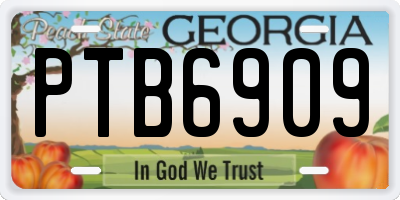GA license plate PTB6909