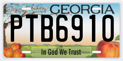 GA license plate PTB6910