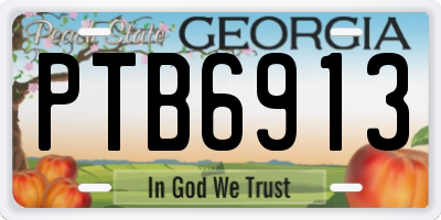 GA license plate PTB6913
